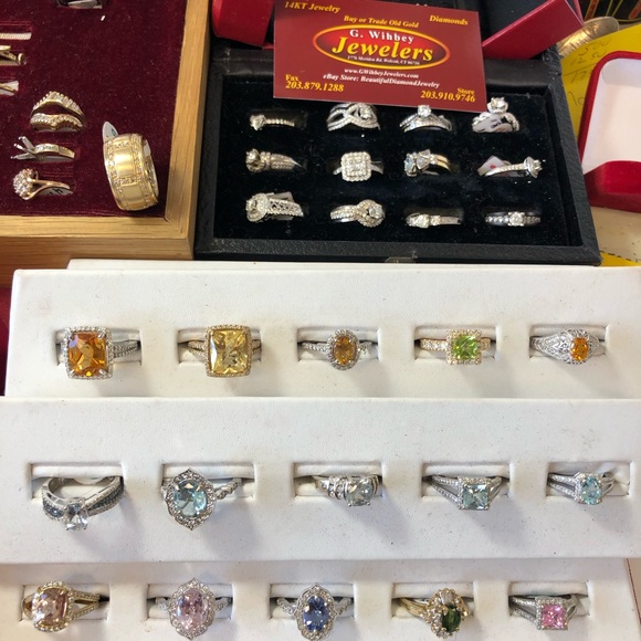 Vintage 14 kt yellow gokd ,diamond, blue topaz rng - Picture 4 of 6